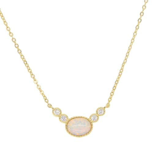 Halskette Ketten Schmuck Herren Frauen Anhänger Necklace Schicke Weiße Halskette Anhänger Frauen 925 Halskette Elegant Oval Mode Schmuck Gold-Farbe von Focisa