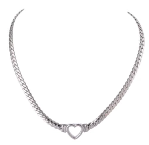 Halskette Ketten Schmuck Herren Frauen Anhänger Necklace Schlangenkette Flaches Hohles Herz Choker Halskette Frauen Mädchen Halsband Jdn20879-S von Focisa