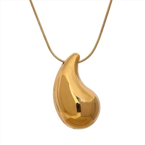 Halskette Ketten Schmuck Herren Frauen Anhänger Necklace Stilvolle Große Wassertropfen Halskette Modischer Hochwertiger Anhängerschmuck Yh2336Agold von Focisa