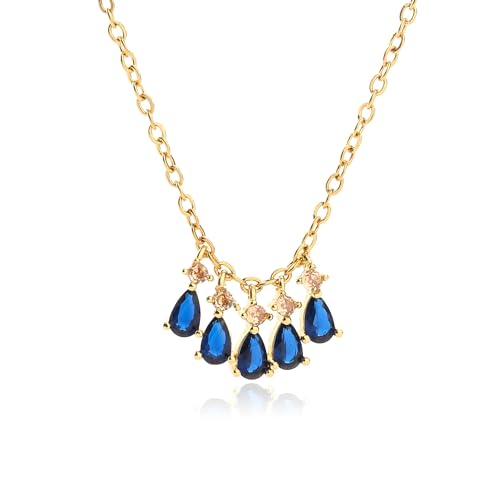 Halskette Ketten Schmuck Herren Frauen Anhänger Necklace Wassertropfen Halskette Für Frauen, Einfache Und Elegante Damenaccessoires Schmuck Blau von Focisa