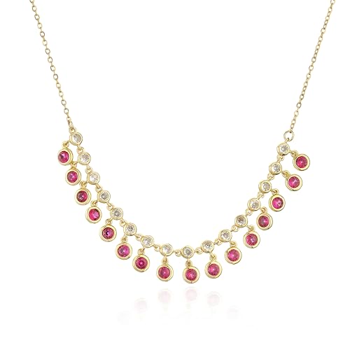 Halskette Ketten Schmuck Herren Frauen Anhänger Necklace Wunderschöne Elegante O-Form Kette Halskette Frauen Runder Anhänger Bunte Halskette Spitze Rose von Focisa