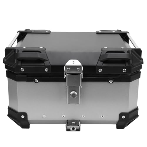 Fockety 32-Liter-Motorrad-Topcase, SchnellverschlussPack-Heckbox, Aluminium-Kofferraum-Aufbewahrungskoffer mit Sicherheitsschloss, Anti-Fall-Rückenlehne, Reflektierende Aufkleber, von Fockety