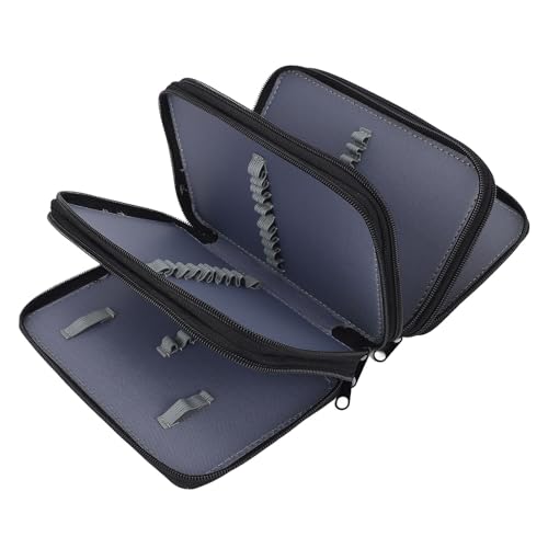 Fockety Oxford Bleistiftkoffer, 72 Slots 4 Schicht Organizer Stifte Beutel Stiftbeutel für Stifte Pinsel Make -up -Werkzeuge Schulbürovorräte (Black) von Fockety