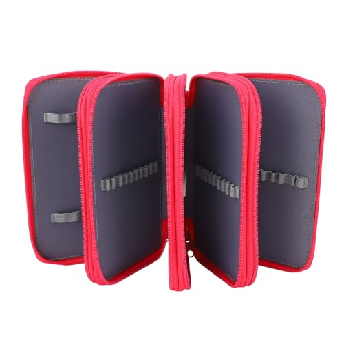Fockety Oxford Bleistiftkoffer, 72 Slots 4 Schicht Organizer Stifte Beutel Stiftbeutel für Stifte Pinsel Make -up -Werkzeuge Schulbürovorräte (Rosenrot) von Fockety