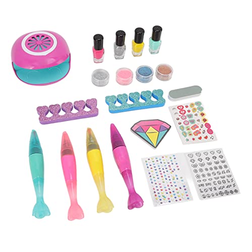 Kids Nail Art Kit, Nagellack Combo Kit Peelable Nail Art Set mit Trockner Sticker, 2 in 1 Nagelstifte Maniküre, Nagellack Spiel Set für Geburtstag Weihnachten von Fockety