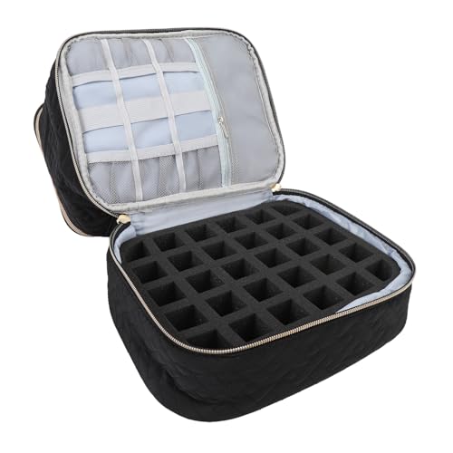 Nagellack-Organizer, Tragbare Doppellagige Nagellack-Tragetasche, Fasst 30 Flaschen, Herausnehmbares Trennwand-Design, Nagellack-Etui, Nagelzubehör-Organizer mit Tragegriff von Fockety