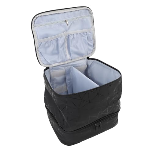 Nagellack-Organizer-Etui, Doppellagig Fasst 30 Flaschen Nagellack Einstellbare Trennwände Tragetasche für Nagellack Wasserdichtes PU-Leder Aufbewahrungsbox für Nagelbedarf von Fockety