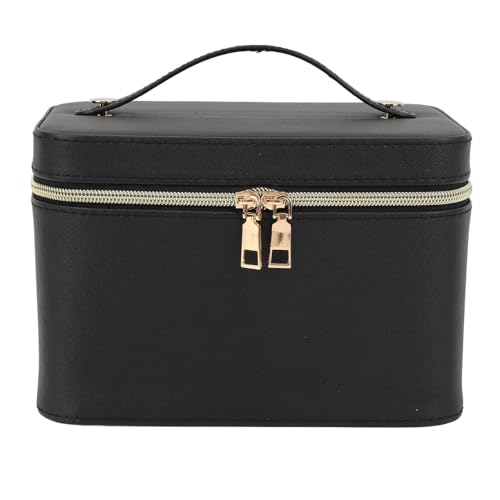 Reise-Make-up-Tasche mit LED-Spiegel, tragbares Make-up-Etui mit großem Fassungsvermögen, Kosmetik-Organizer, Make-up-Etui aus PU-Leder mit beleuchtetem Spiegel für Damen von Fockety