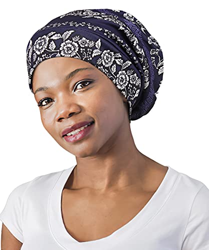 FocusCare Sleeping Cap, Frizzy Hair Satin Lined Women Extra Large Headwear Blue Navy von FocusCare