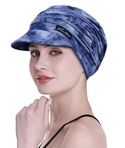 FocusCare Weiche Kappe für Damen in Chemotherapie, Bambus, Baseballkappe, bei Haarausfall, Turbane, Blue-F, One size von FocusCare