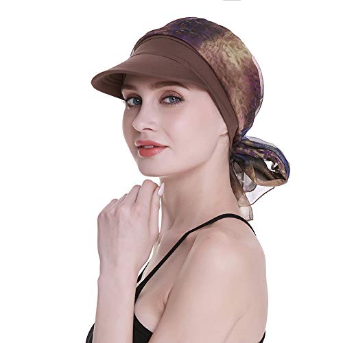 Newsboy Cap für Frauen Chemo-Kopfbedeckung mit Schals Geschenke Haarausfall erhältlich das ganze Jahr, Braun, Einheitsgröße von FocusCare