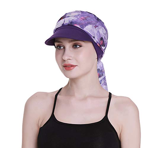 Newsboy Cap für Damen, Chemo-Kopfbedeckung mit Schals, Geschenke, Haarausfall, ganzjährig erhältlich, Violett, Einheitsgröße von FocusCare