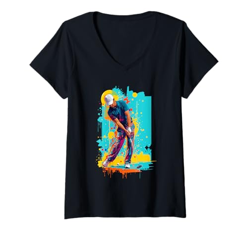 Damen Golfer's Putting Stroke Sports Swing Golf Turnier T-Shirt mit V-Ausschnitt Damen Golfer's Putting Stroke Sports Swing Golf Turnier T-Shirt mit V-Ausschnitt von Focused Putting Stroke Colorful Golfer Green