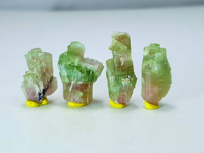 58 Carats Natural Tri Color Semi Transparent Double Terminated Tourmaline Bunch Crystals From The Mines Of Afghanistan von Focusgems