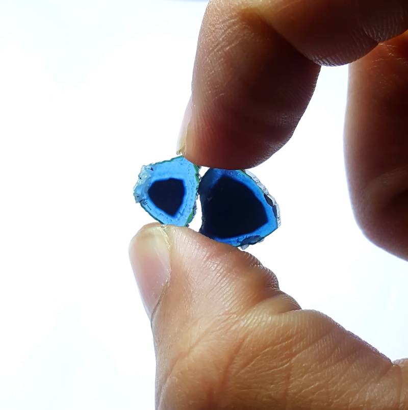 8.55Karat Natürliche Blaue Farbe Halb Transparente Turmalin Scheiben Paare Von Afghanistan von Focusgems