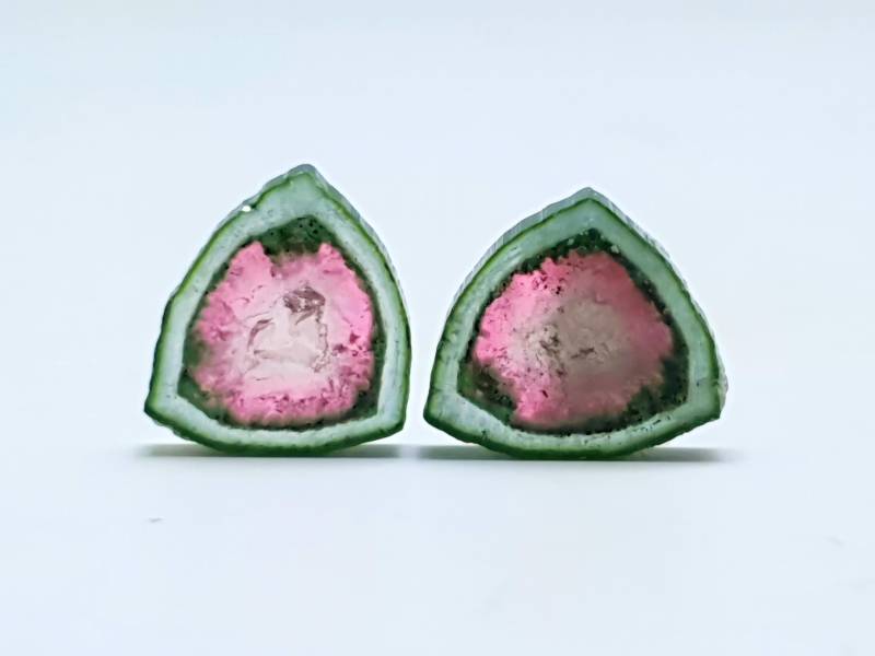 9.15 Cts Wassermelonen-Turmalin Scheiben, Paar, Afghanistan von Focusgems