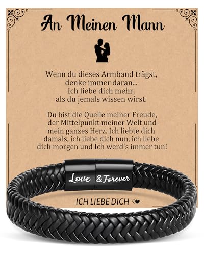 Focxoio Geschenke für Mann, Armband Männer Geschenke, Herren Geflochten Lederarmband Geschenk, Knotenarmband zum Geburtstag Weihnachten Valentinstag Jahrestag Focxoio Geschenke für Mann, Armband Männer Geschenke, Herren Geflochten Lederarmband Geschenk, Knotenarmband zum Geburtstag Weihnachten Valentinstag Jahrestag von Focxoio