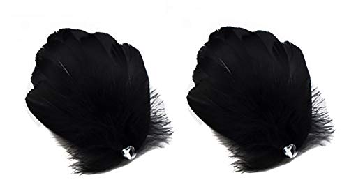 2 x Haarspangen für Mädchen, herzförmige Federn, Kopfschmuck, Party-Haarspangen, Haar-Accessoire, Brautschmuck, Hochzeit, Feder-Fascinator (schwarz) von Fodattm