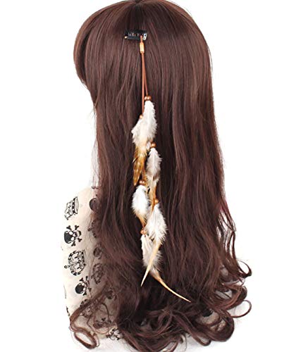 Fodattm Handgefertigte Boho Hippie Haarverlängerung mit Federclip Kamm Indianer Feder Haarnadel Kopfschmuck DIY Zubehör für Frauen Damen Damen von Fodattm