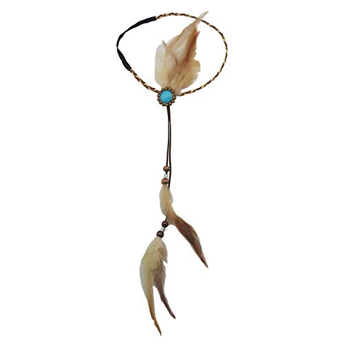 Handgefertigter indischer Feder-Kopfschmuck mit blauen Edelsteinen im -Hippie-Feder-Stil, Bohemian-Kopfschmuck, Kopfschmuck, Kopfschmuck, Fascinator, Feder-Haarband von Fodattm