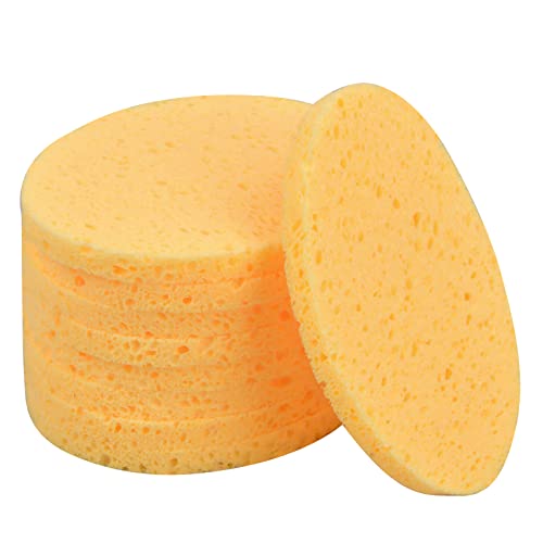 10 Stück Gesicht Reinigungs Schwamm, 8cm Abschminken Schwamm Pads Kosmetik Schwämme, Gesichts Schwamm für Make-Up Entferner Gesichtspflege (Gelb) (Oval) von Fodlon