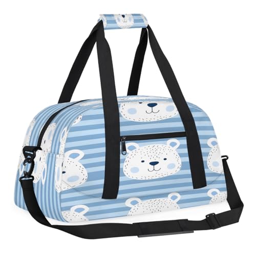 Cute Bears Grid Kinder-Übernachtungstasche für Jungen, Handgepäckgröße, Sporttasche mit Fronttasche mit Reißverschluss für Schule, Übung oder Übernachtung, Reisen, Wochenendübernachtung, Tragetasche von Foerrkelg