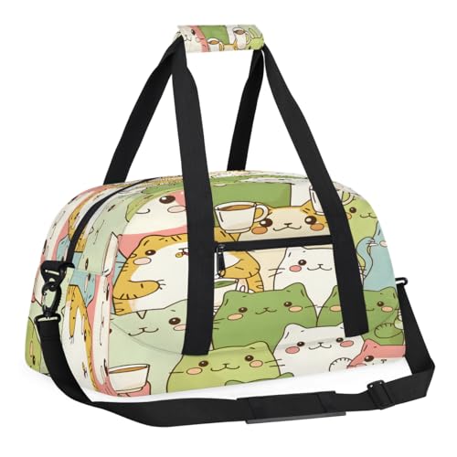 Cute Bears Grid Kinder-Übernachtungstasche für Jungen, Handgepäckgröße, Sporttasche mit Fronttasche mit Reißverschluss für Schule, Übung oder Übernachtung, Reisen, Wochenendübernachtung, Tragetasche von Foerrkelg