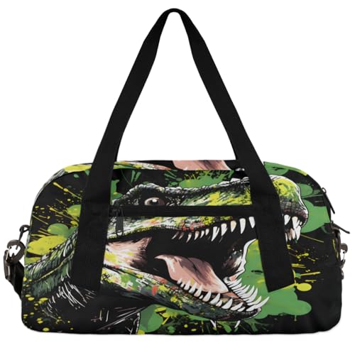 Fierce Dinosaurs Kinder-Duffle-Tasche für Jungen und Mädchen, klein, Sport, Tanz, Turnbeutel für Übernachtung, Reisen, Wochenendhandgepäck, Coole Dinosaurier, 18.5"L x 9.4"W x 7.8"H von Foerrkelg