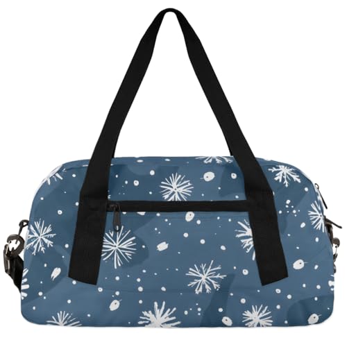 Gerbera Kinder-Reisetasche, für Jungen und Mädchen, klein, Sport, Tanz, Turnbeutel für Übernachtungen, Reisen, Wochenender, Handgepäck, Weihnachts-Schneeflocke, 18.5"L x 9.4"W x 7.8"H von Foerrkelg
