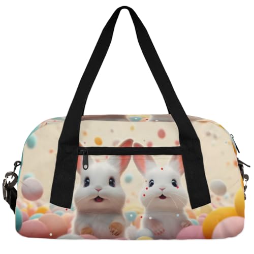 Happy Easter Kinder-Reisetasche für Jungen und Mädchen, klein, Sport, Tanz, Turnbeutel für Übernachtung, Reisen, Wochenendhandgepäck, Frohe Ostern, 18.5"L x 9.4"W x 7.8"H von Foerrkelg