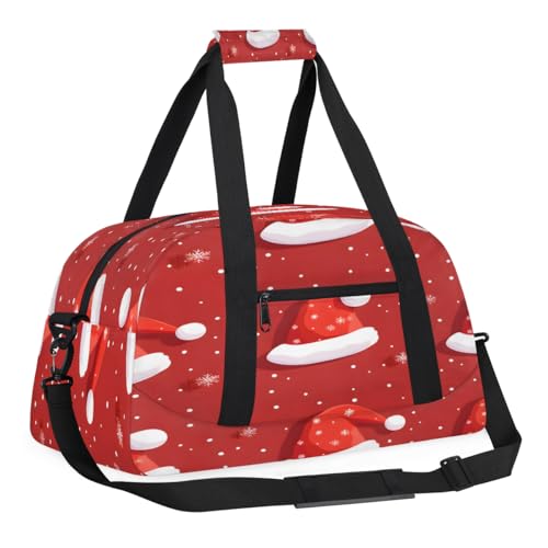 Kinder-Reisetasche für Jungen, Handgepäckgröße, Sporttasche mit Fronttasche mit Reißverschluss für Schule, Übung oder Übernachtung, Reisen, Wochenendübernachtung, Tragetasche, Weihnachtsmütze, 18.9"L von Foerrkelg