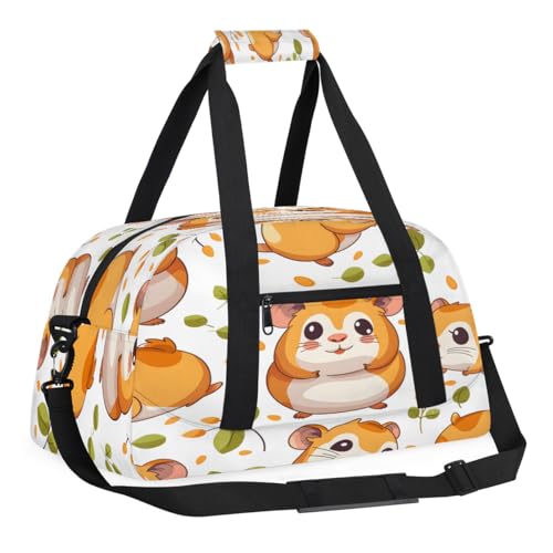 Kinder-Reisetasche für Jungen, Handgepäckgröße, Sporttasche mit Fronttasche mit Reißverschluss für Schule, Übung oder Übernachtung, Reisen, Wochenendübernachtung, Tragetasche, Brauner Hamster, 18.9"L von Foerrkelg