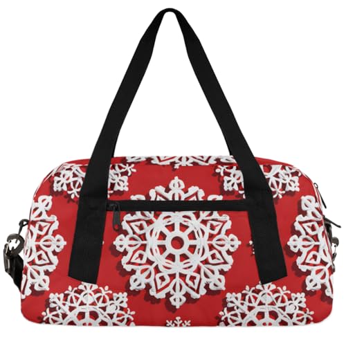 Kinder-Reisetasche mit Aquarell-Blumen, für Jungen und Mädchen, klein, Sport, Tanz, Turnbeutel für Übernachtungen, Reisen, Wochenender, Handgepäck, Schneeflocke Weihnachten, 18.5"L x 9.4"W x 7.8"H von Foerrkelg