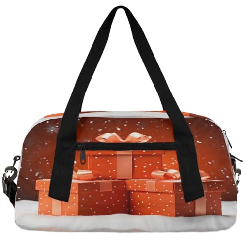 Reisetasche mit Weihnachtsmann-Anhänger für Jungen und Mädchen, klein, Sport, Tanz, Turnbeutel für Übernachtung, Reisen, Wochenendhandgepäck, Weihnachts-Schneeflocken, 18.5"L x 9.4"W x 7.8"H von Foerrkelg