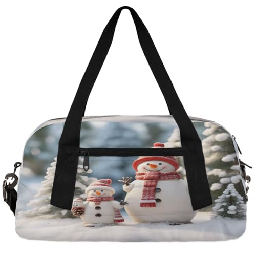 Reisetasche mit Weihnachtsmann-Anhänger für Jungen und Mädchen, klein, Sport, Tanz, Turnbeutel für Übernachtung, Reisen, Wochenendhandgepäck, Weihnachts-Schneemann, 18.5"L x 9.4"W x 7.8"H von Foerrkelg