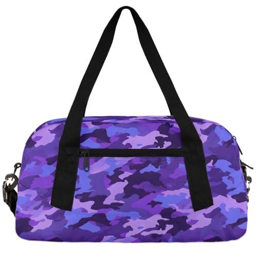 Schöne Herzform Kinder Seesack Jungen Mädchen Kleine Sporttasche Tanztasche für Übernachtung, Reisen, Wochenendhandgepäck, blau camouflage, 18.5"L x 9.4"W x 7.8"H von Foerrkelg