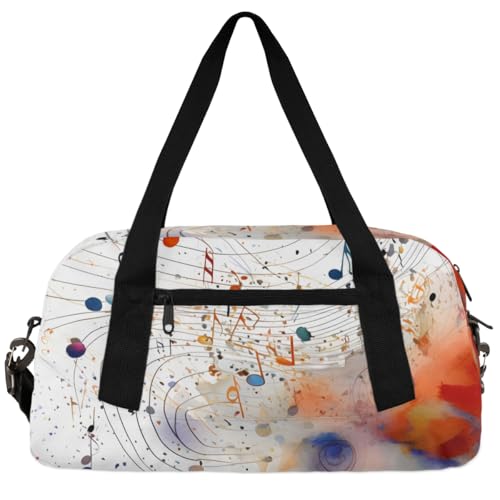 Vintage Egg Ostern Kinder Seesack Jungen Mädchen Kleine Sport-Tanz Turnbeutel für Übernachtung Reisen Wochenender Handgepäck, Buntes Musikstück, 18.5"L x 9.4"W x 7.8"H von Foerrkelg