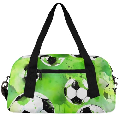 Vintage Egg Ostern Kinder Seesack Jungen Mädchen Kleine Sport-Tanz Turnbeutel für Übernachtung Reisen Wochenender Handgepäck, Fußball, 18.5"L x 9.4"W x 7.8"H von Foerrkelg