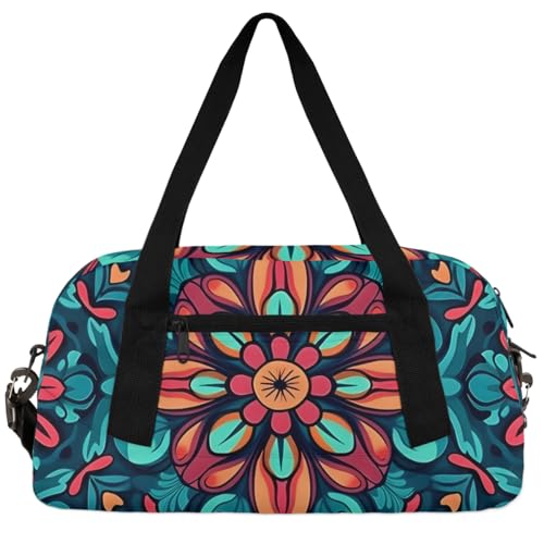 Vintage Egg Ostern Kinder Seesack Jungen Mädchen Kleine Sport-Tanz Turnbeutel für Übernachtung Reisen Wochenender Handgepäck, Grüne Blumen, 18.5"L x 9.4"W x 7.8"H von Foerrkelg