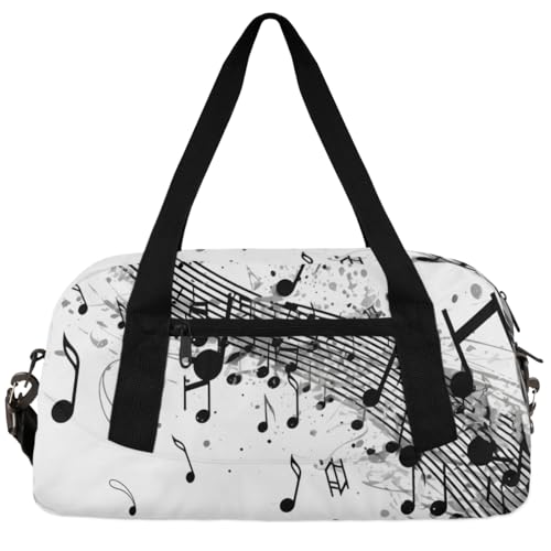 Vintage Egg Ostern Kinder Seesack Jungen Mädchen Kleine Sport-Tanz Turnbeutel für Übernachtung Reisen Wochenender Handgepäck, Musiknote, 18.5"L x 9.4"W x 7.8"H von Foerrkelg