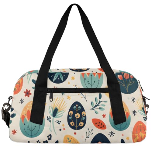 Vintage Egg Ostern Kinder Seesack Jungen Mädchen Kleine Sport-Tanz Turnbeutel für Übernachtung Reisen Wochenender Handgepäck, Vintage Egg Ostern, 18.5"L x 9.4"W x 7.8"H von Foerrkelg