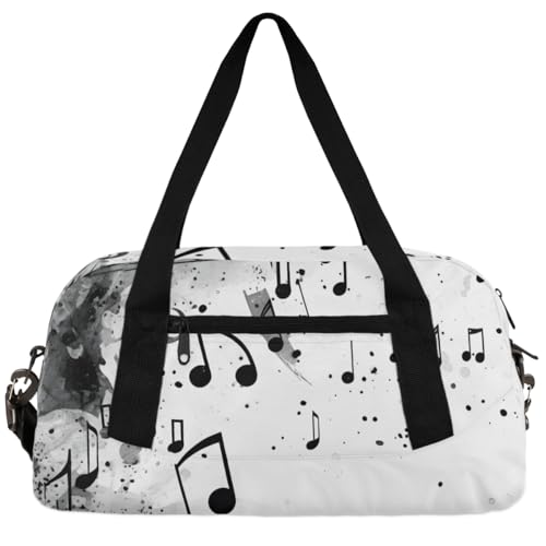 Vintage Egg Ostern Kinder Seesack Jungen Mädchen Kleine Sport-Tanz Turnbeutel für Übernachtung Reisen Wochenender Handgepäck, Vintage-Musiknote, 18.5"L x 9.4"W x 7.8"H von Foerrkelg