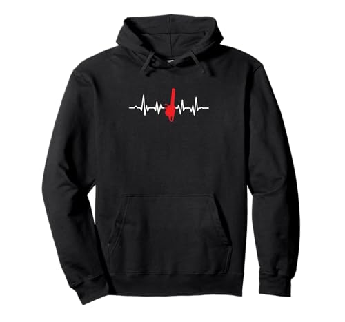Kettensäge Herzschlag Holzfäller Holz Stabschläger Geschenk Pullover Hoodie von Förster Axt Motorsäge Waldarbeiter Wald Säge Bäume