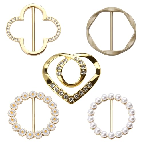 5 Stück Elegante Broschen Set für Damen Kleidung Ausschnitt Verkleinerer Anstecknadeln Cardigan Clips Brautkleid Schleppennadel Kleider Pin Anstecker von Fogbush