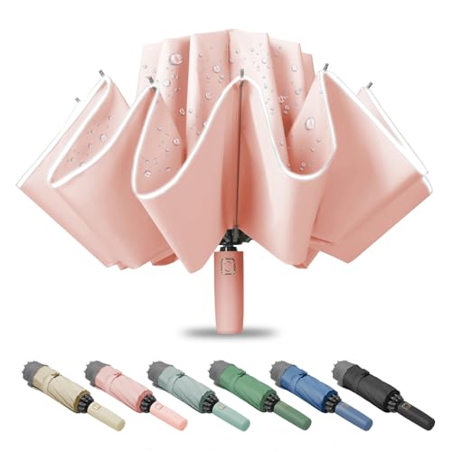 Fogkey Großer winddichter Reise-Regenschirm, tragbar, umgekehrter faltbarer Autoschirm, kompaktes umgekehrtes Design mit wasserdichtem Baldachin, automatisch, 10 robuste Rippen, 114 cm, passend für Fogkey Großer winddichter Reise-Regenschirm, tragbar, umgekehrter faltbarer Autoschirm, kompaktes umgekehrtes Design mit wasserdichtem Baldachin, automatisch, 10 robuste Rippen, 114 cm, passend für von Fogkey