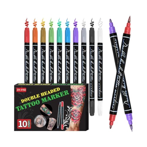 Temporäre T-attoo Marker Für Haut Mit Zwei End -End -Tat-too -Markern Für Kinder Und Erwachsene T-attoo Stifte, Waschkunstzubehör Kunstmarker Stifte Für Party Festival Dress Up Up von Fogukier