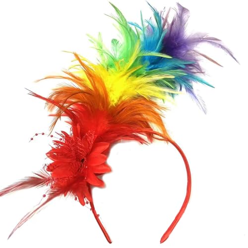 Feder Stirnband Fascinator Stirnband Cosplay Haarband 1920er Jahre Kopfschmuck Vintage Feder Haar Accessoire Für Frauen Künstliche Blumen Kopfbedeckung von Fogun