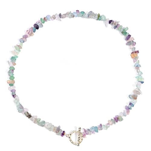 Natürliche Steinperlen Halskette Schnalle Halskette Knebelverschluss Kette Halsketten für Frauen Amethyste Citrine Schmuckstein Halsketten für Frauen Heilung Choker Modeschmuck Perlen Halskette von Fogun