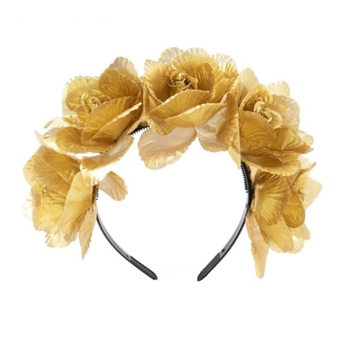 Realistisches Blumen Stirnband Böhmischer Kopfschmuck Buntes Rosenblüten Haarband Damen Hochzeit Party Bühnenzubehör Florales Haar Accessoire Für Den Alltag von Fogun