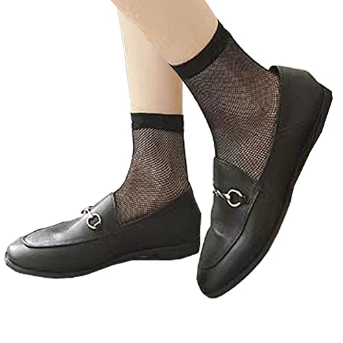 Fohevers 5 Stück Damen Fischnetzsocken kurze Knöchelsocken Netz-Strumpfwaren Klein Net-Schwarz von Fohevers